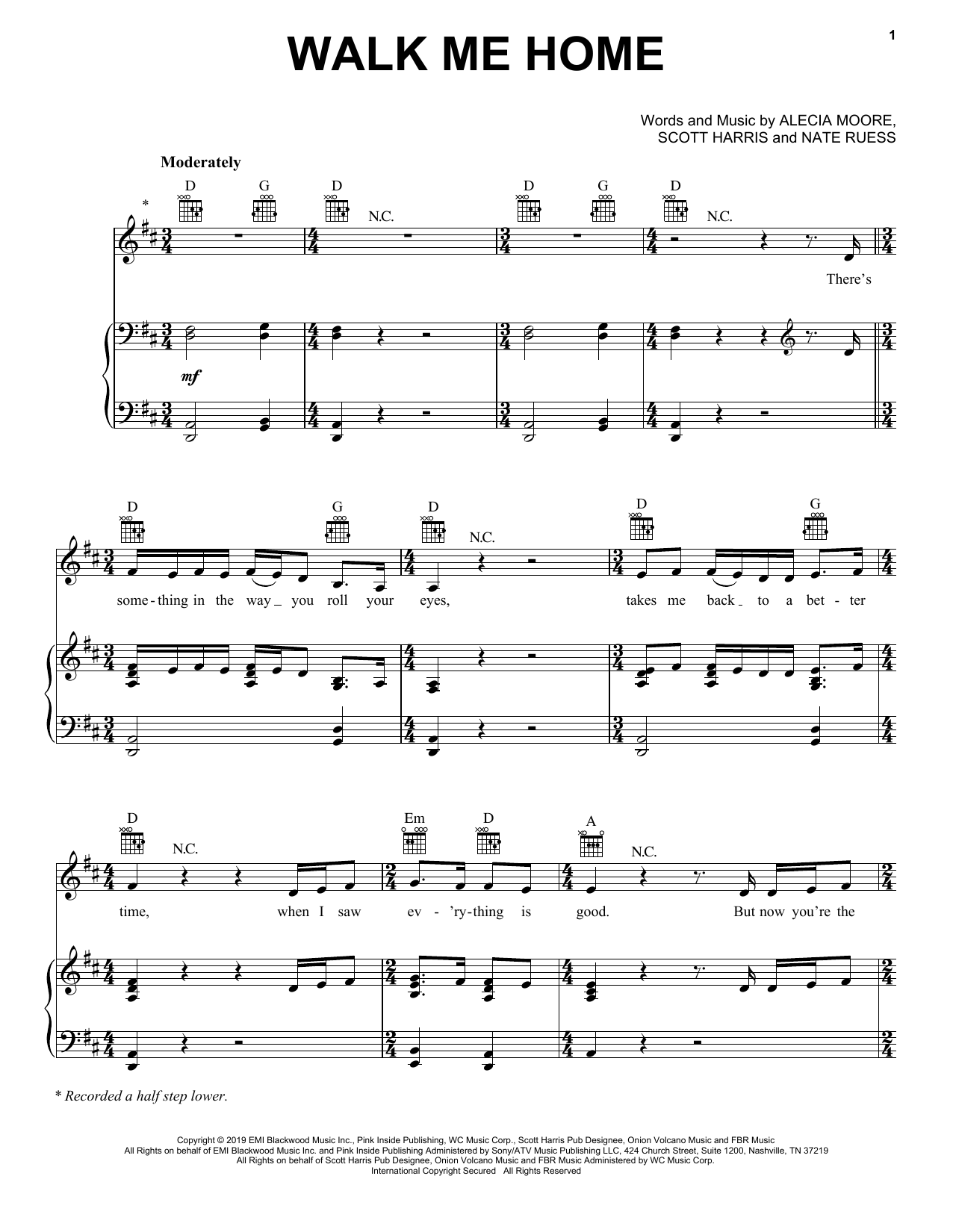 Download Pink Walk Me Home Sheet Music and learn how to play Piano Solo PDF digital score in minutes