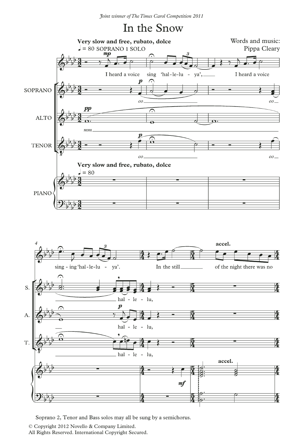 Download Pippa Cleary In The Snow Sheet Music and learn how to play SATB Choir PDF digital score in minutes