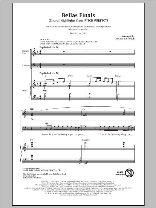 Download Mark Brymer Bellas Finals (Choral Highlights from Pitch Perfect) Sheet Music and learn how to play Choral PDF digital score in minutes