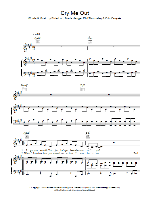 Download Pixie Lott Cry Me Out Sheet Music and learn how to play Alto Saxophone PDF digital score in minutes