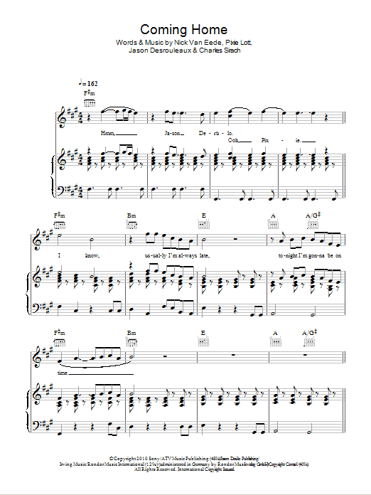 Download Pixie Lott Coming Home (feat. Jason Derülo) Sheet Music and learn how to play Piano, Vocal & Guitar (Right-Hand Melody) PDF digital score in minutes