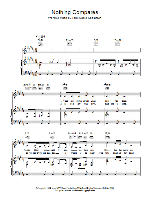 Download Pixie Lott Nothing Compares Sheet Music and learn how to play Piano, Vocal & Guitar (Right-Hand Melody) PDF digital score in minutes