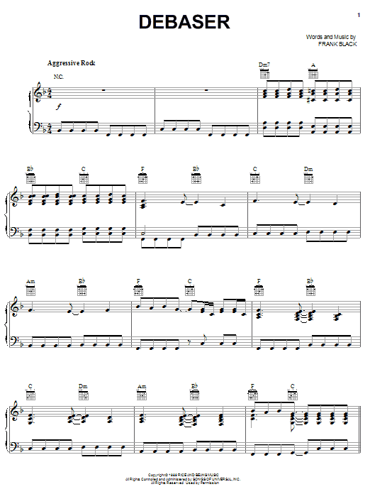 Download Pixies Debaser Sheet Music and learn how to play Piano, Vocal & Guitar (Right-Hand Melody) PDF digital score in minutes