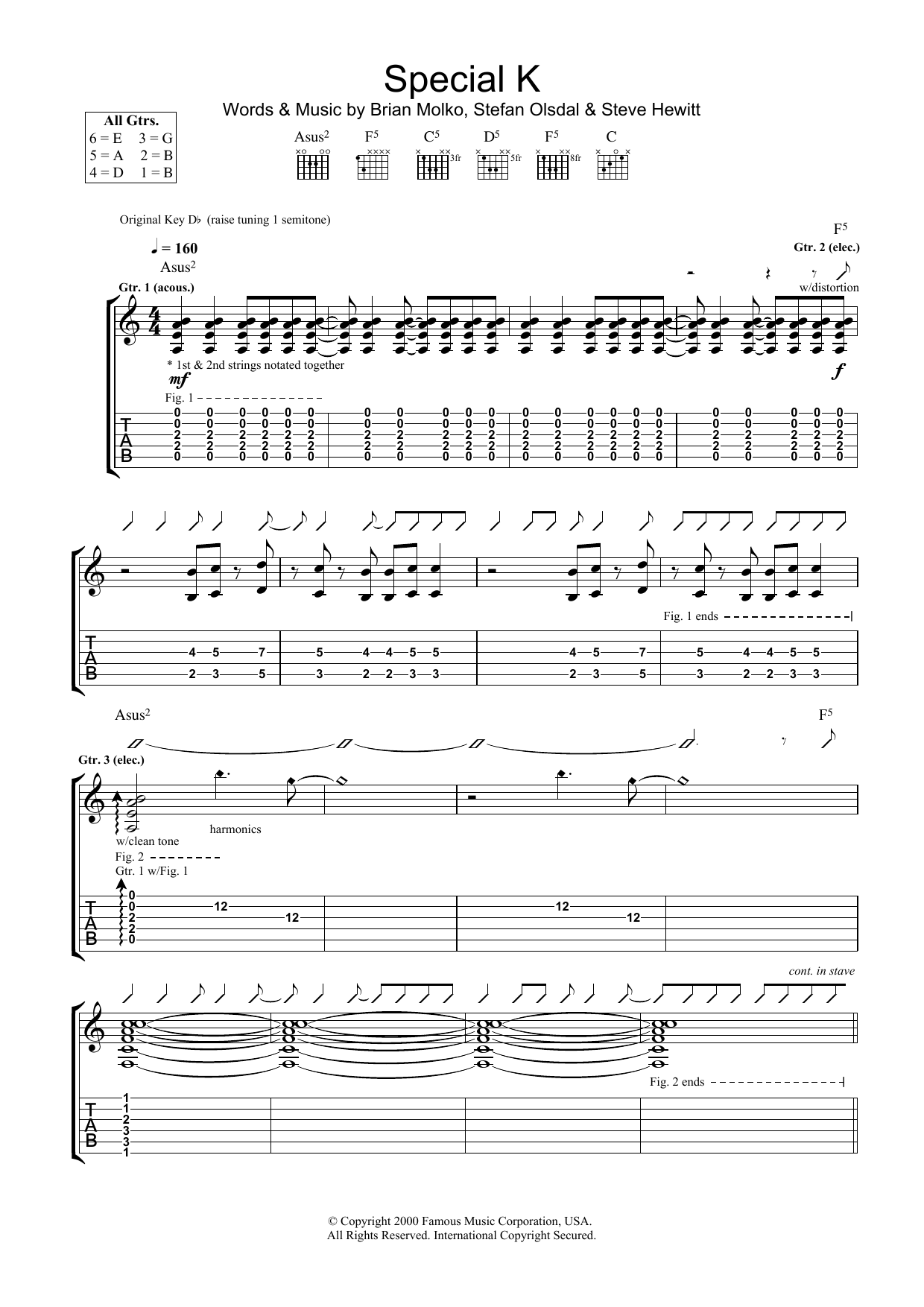 Download Placebo Special K Sheet Music and learn how to play Guitar Tab PDF digital score in minutes