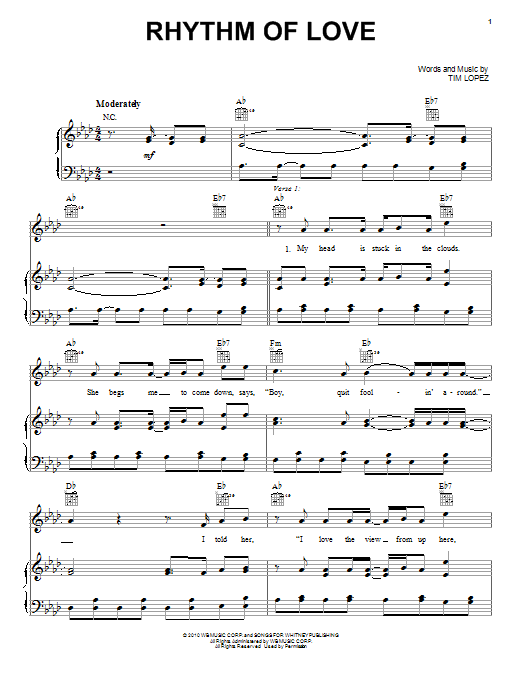 Download Plain White T's Rhythm Of Love Sheet Music and learn how to play Really Easy Guitar PDF digital score in minutes