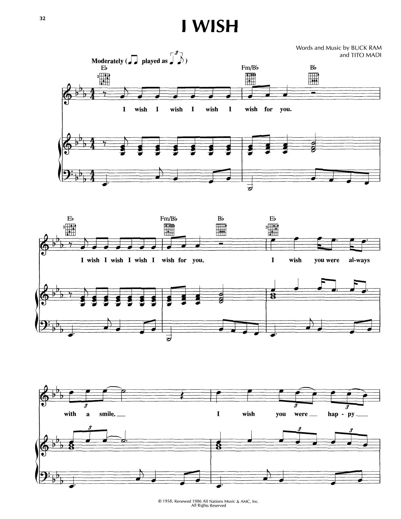 Download Platters I Wish Sheet Music and learn how to play Piano, Vocal & Guitar Chords (Right-Hand Melody) PDF digital score in minutes