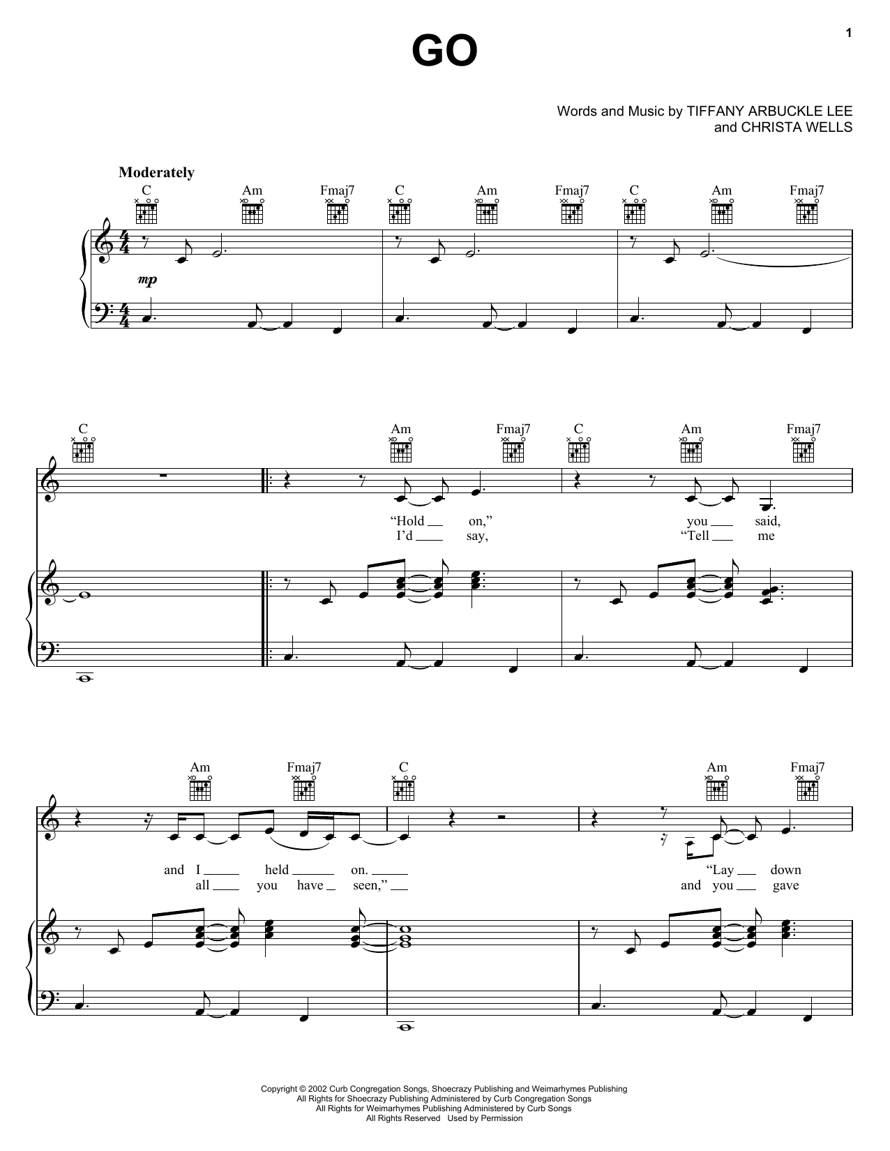 Download Plumb Go Sheet Music and learn how to play Piano, Vocal & Guitar (Right-Hand Melody) PDF digital score in minutes