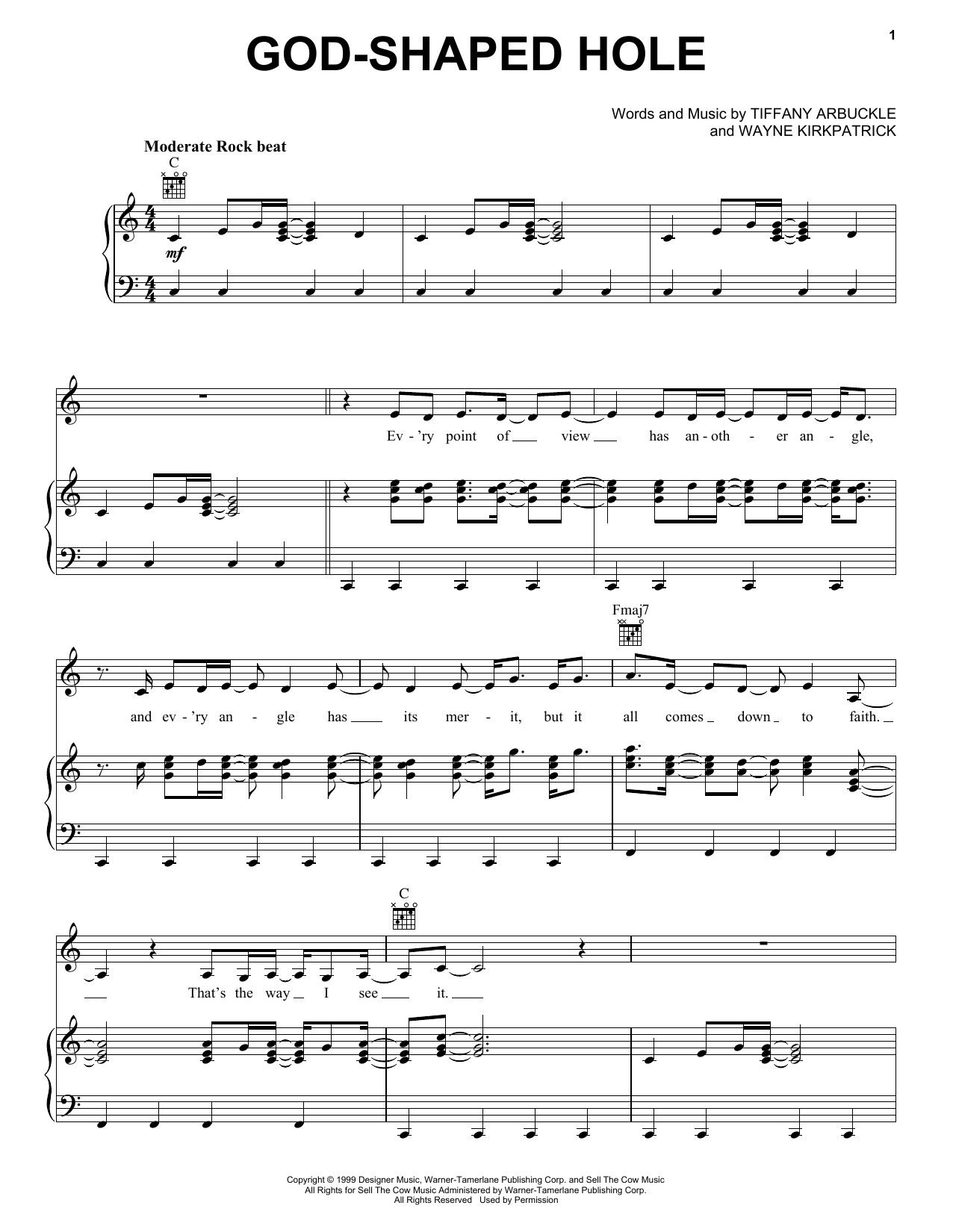 Download Plumb God-Shaped Hole Sheet Music and learn how to play Piano, Vocal & Guitar (Right-Hand Melody) PDF digital score in minutes