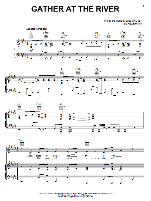 Download Point Of Grace Gather At The River Sheet Music and learn how to play Piano, Vocal & Guitar (Right-Hand Melody) PDF digital score in minutes