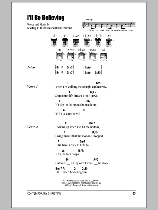 Download Point Of Grace I'll Be Believing Sheet Music and learn how to play Lyrics & Chords PDF digital score in minutes