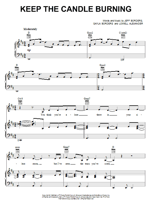 Download Point Of Grace Keep The Candle Burning Sheet Music and learn how to play Piano, Vocal & Guitar (Right-Hand Melody) PDF digital score in minutes