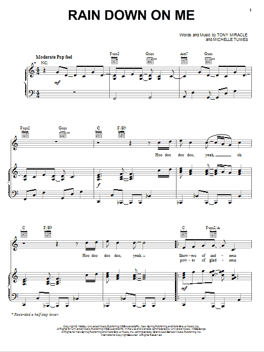 Download Point Of Grace Rain Down On Me Sheet Music and learn how to play Piano, Vocal & Guitar (Right-Hand Melody) PDF digital score in minutes