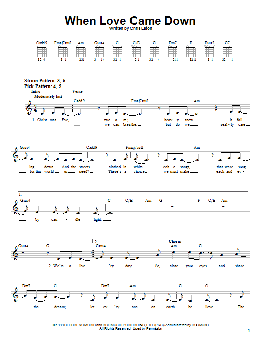 Download Point Of Grace When Love Came Down Sheet Music and learn how to play Easy Guitar PDF digital score in minutes