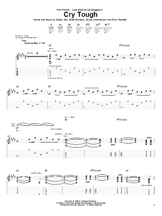 Download Poison Cry Tough Sheet Music and learn how to play Guitar Tab PDF digital score in minutes