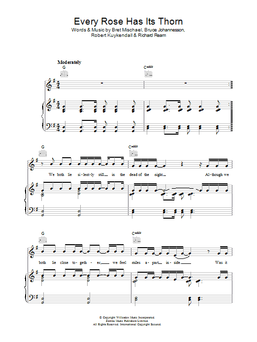 Download Poison Every Rose Has Its Thorn Sheet Music and learn how to play Guitar Lead Sheet PDF digital score in minutes