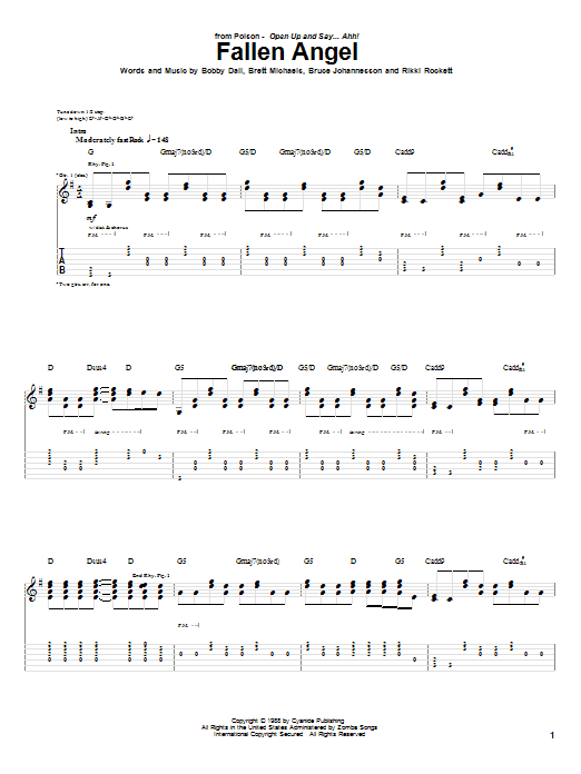 Download Poison Fallen Angel Sheet Music and learn how to play Guitar Tab PDF digital score in minutes