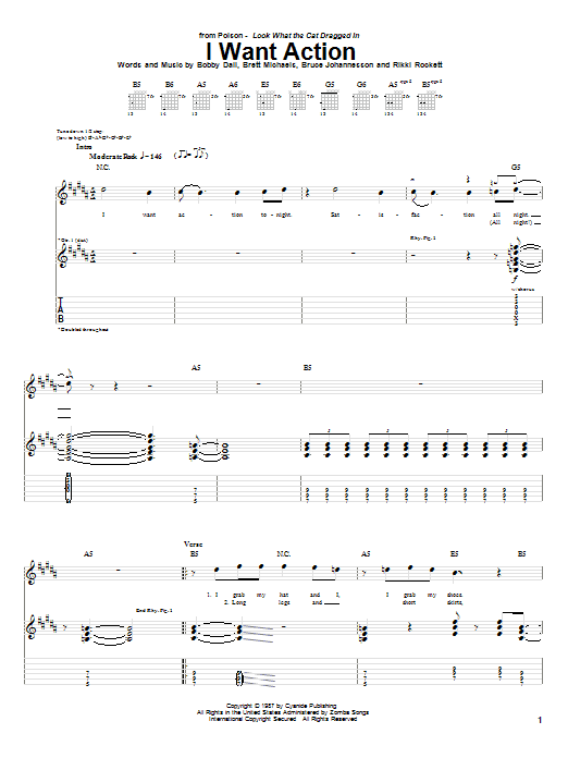 Download Poison I Want Action Sheet Music and learn how to play Guitar Tab PDF digital score in minutes
