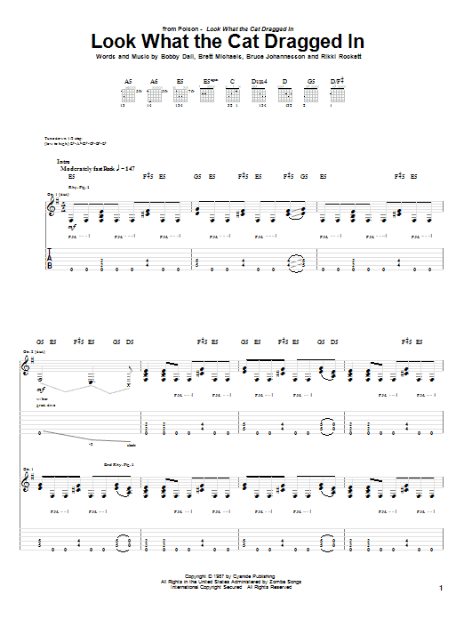 Download Poison Look What The Cat Dragged In Sheet Music and learn how to play Guitar Tab PDF digital score in minutes