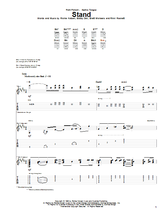 Download Poison Stand Sheet Music and learn how to play Guitar Tab PDF digital score in minutes
