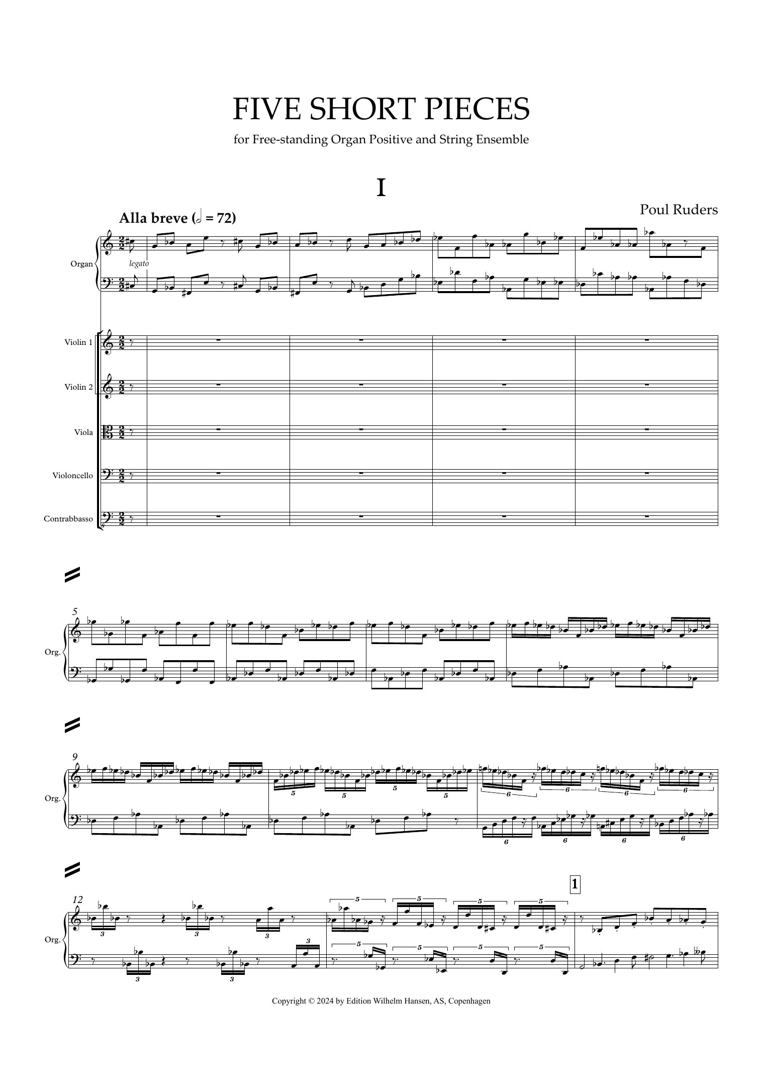Download Poul Ruders Five Short Pieces Sheet Music and learn how to play String Ensemble PDF digital score in minutes
