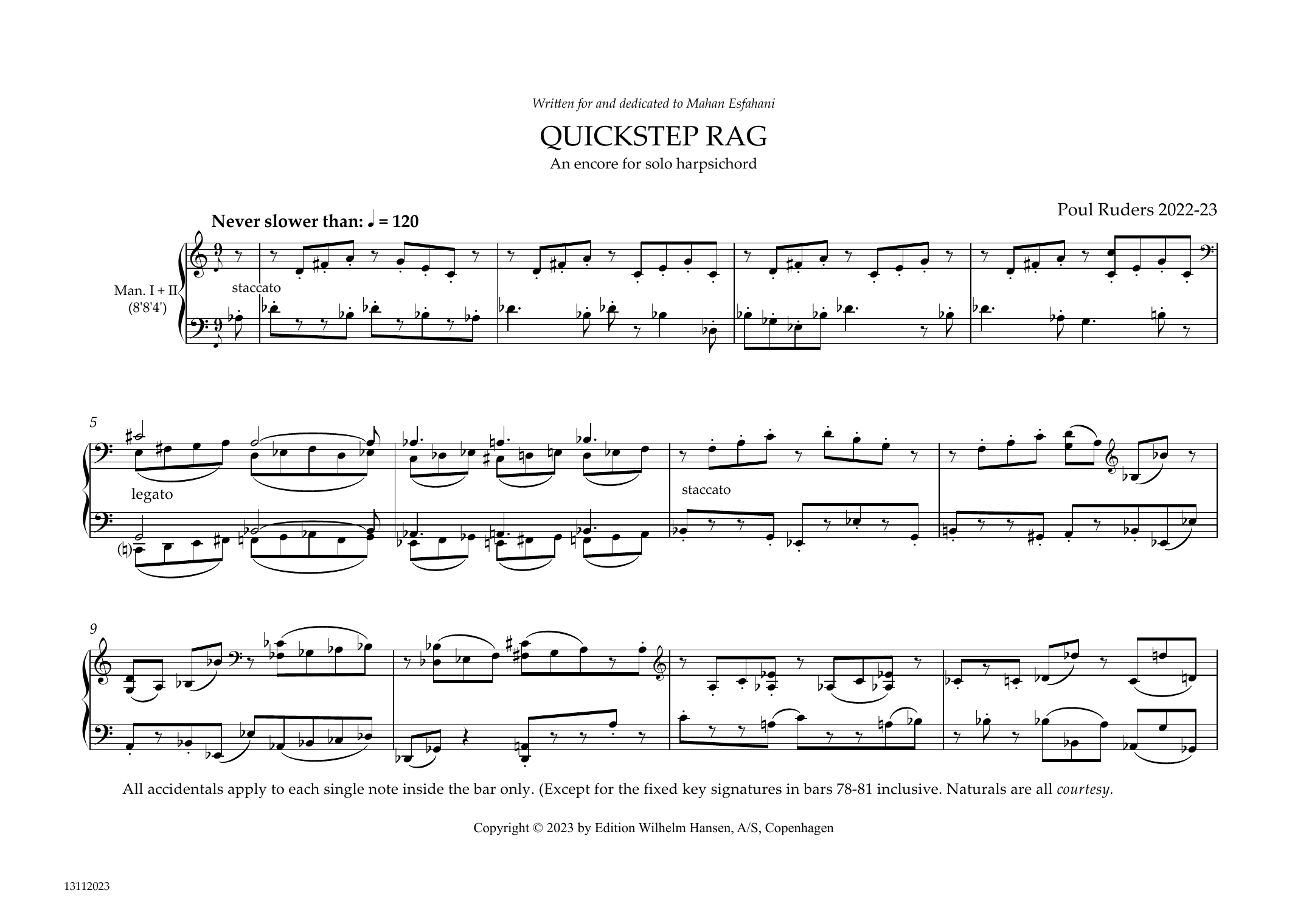 Download Poul Ruders Quickstep Rag Sheet Music and learn how to play Piano Solo PDF digital score in minutes