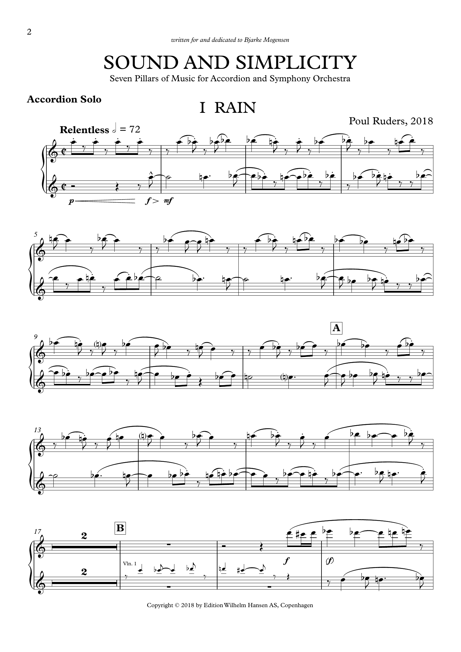 Download Poul Ruders Sound and Simplicity Sheet Music and learn how to play Accordion PDF digital score in minutes