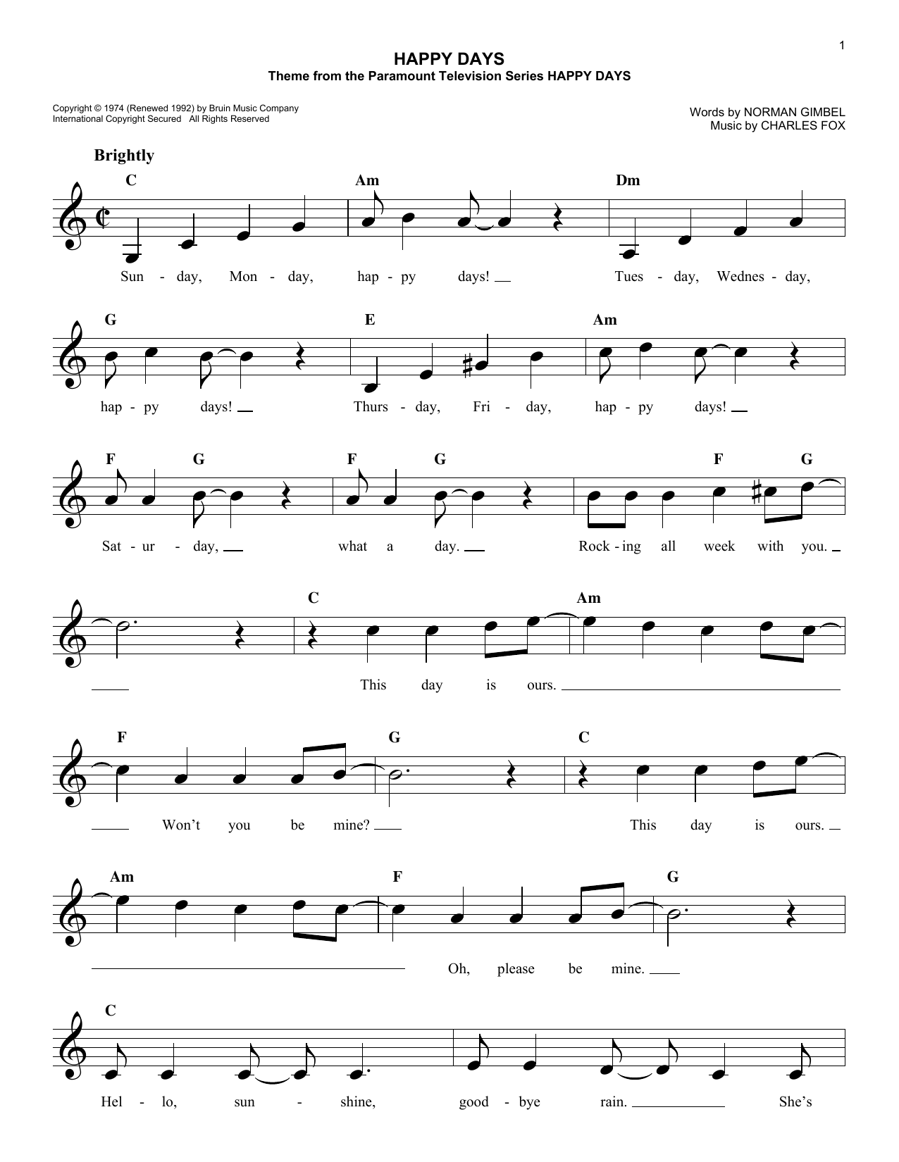 Download Pratt and McClain Happy Days Sheet Music and learn how to play 5-Finger Piano PDF digital score in minutes