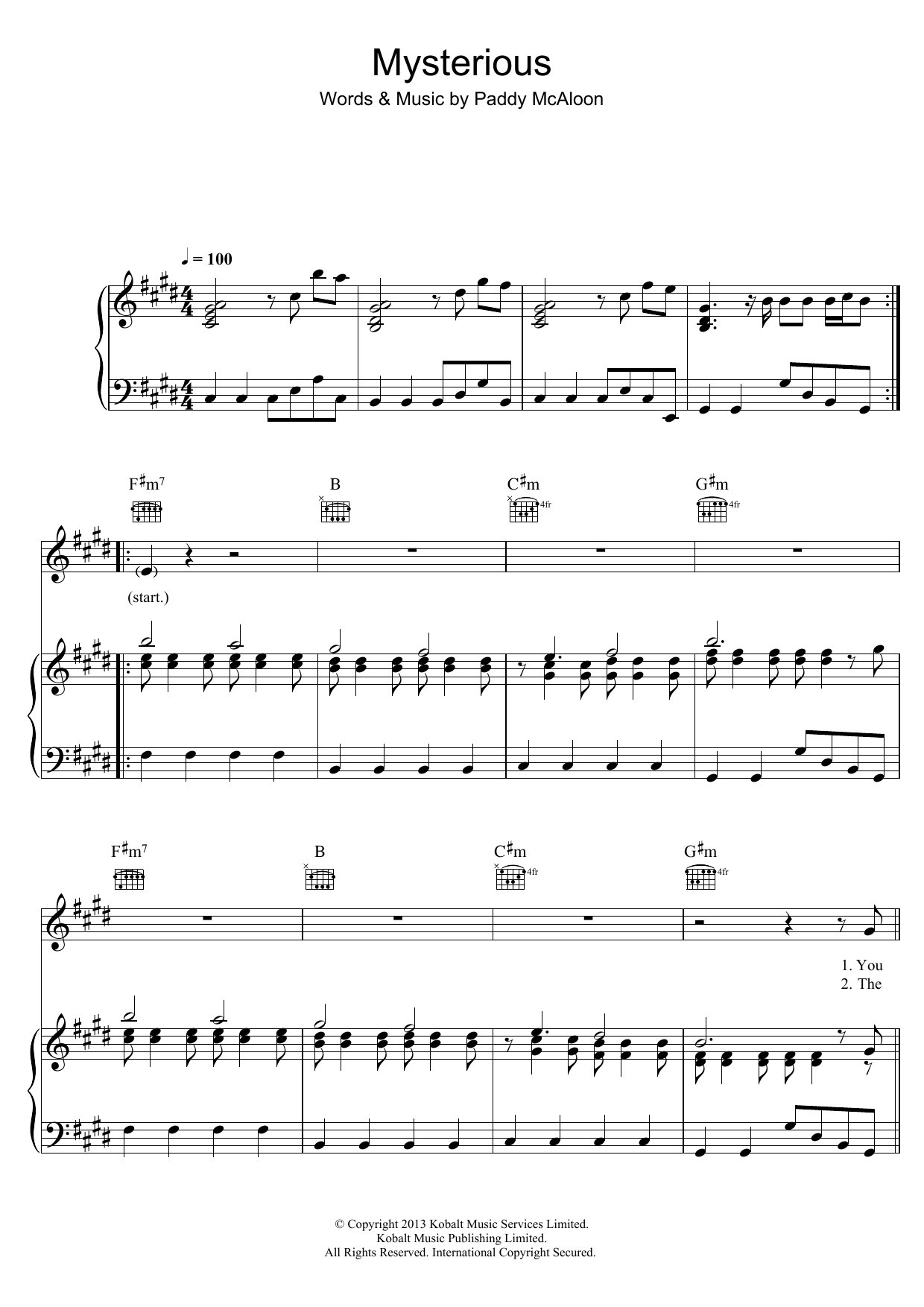 Download Prefab Sprout Mysterious Sheet Music and learn how to play Piano, Vocal & Guitar (Right-Hand Melody) PDF digital score in minutes