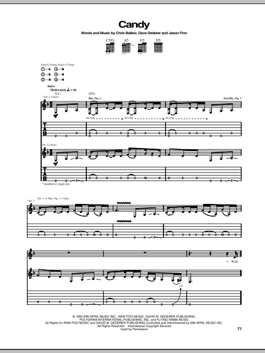 Download Presidents Of The United States Of America Candy Sheet Music and learn how to play Guitar Tab PDF digital score in minutes