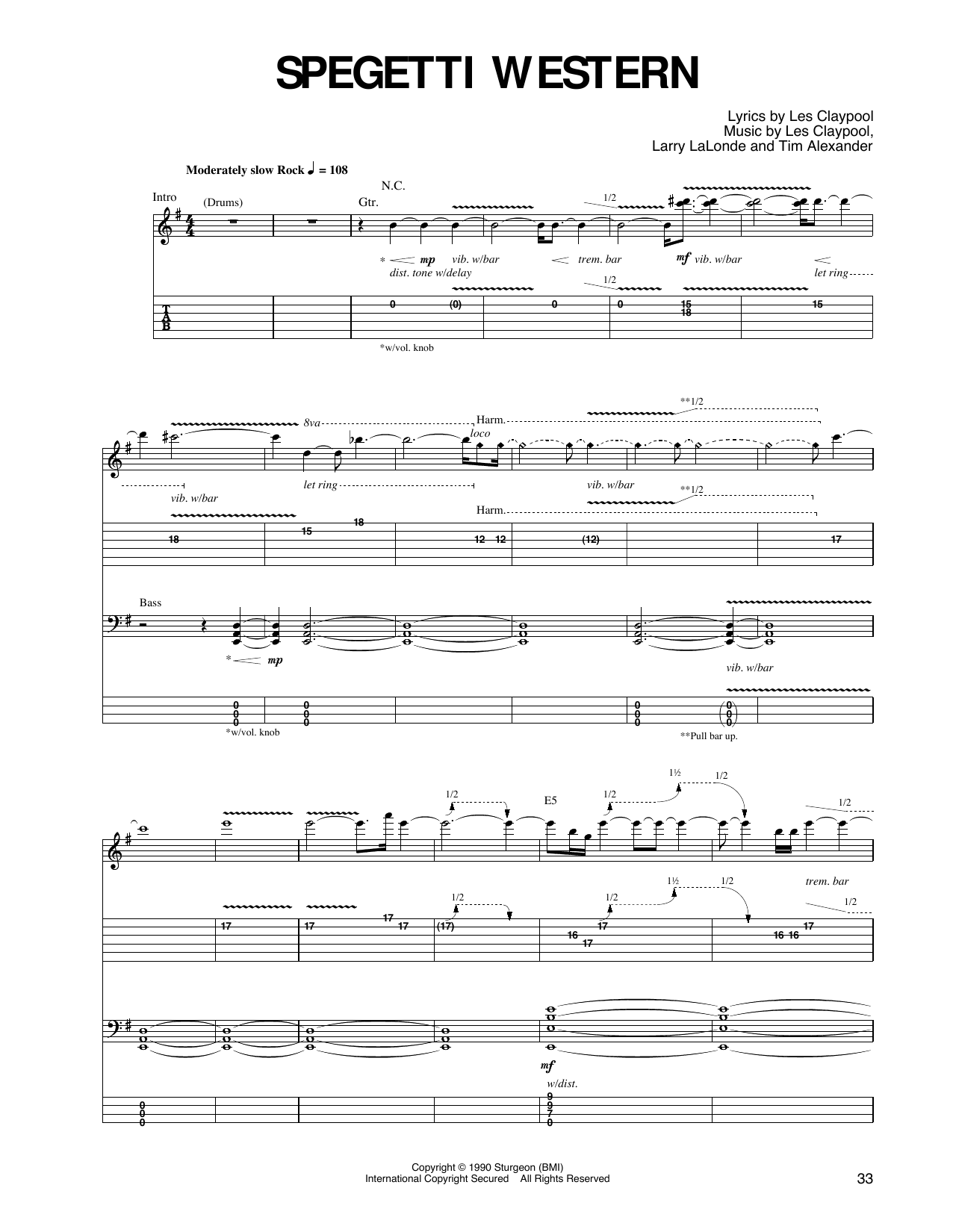 Download Primus Spegetti Western Sheet Music and learn how to play Guitar Tab PDF digital score in minutes