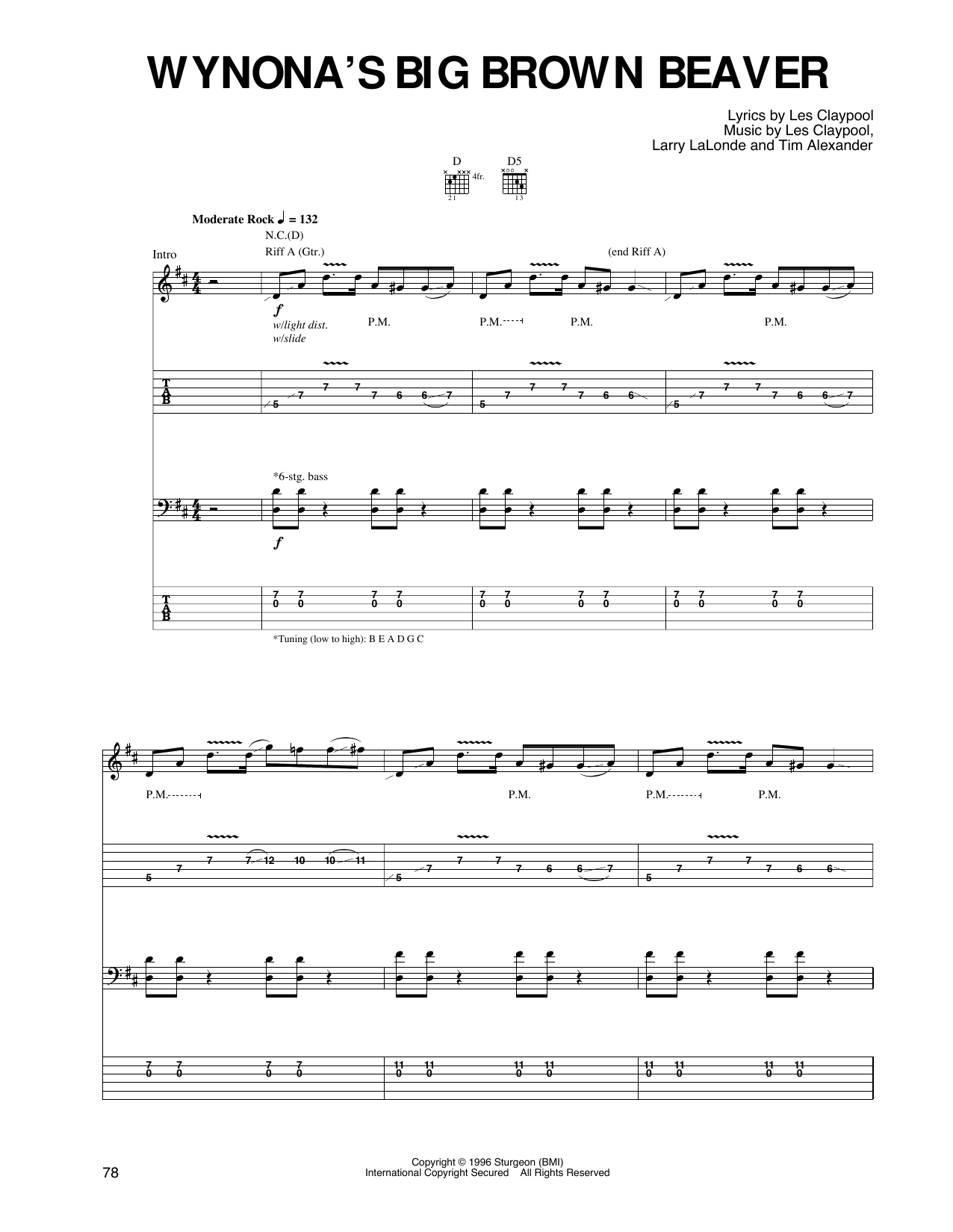 Download Primus Wynona's Big Brown Beaver Sheet Music and learn how to play Guitar Tab PDF digital score in minutes