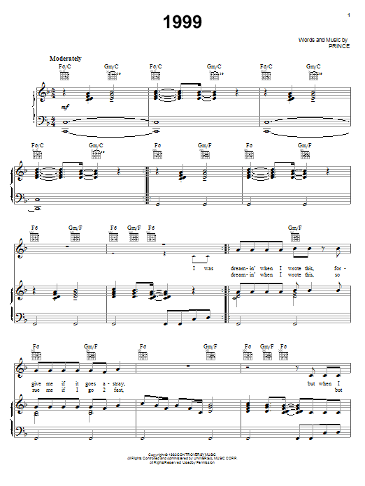 Download Prince 1999 Sheet Music and learn how to play Ukulele PDF digital score in minutes