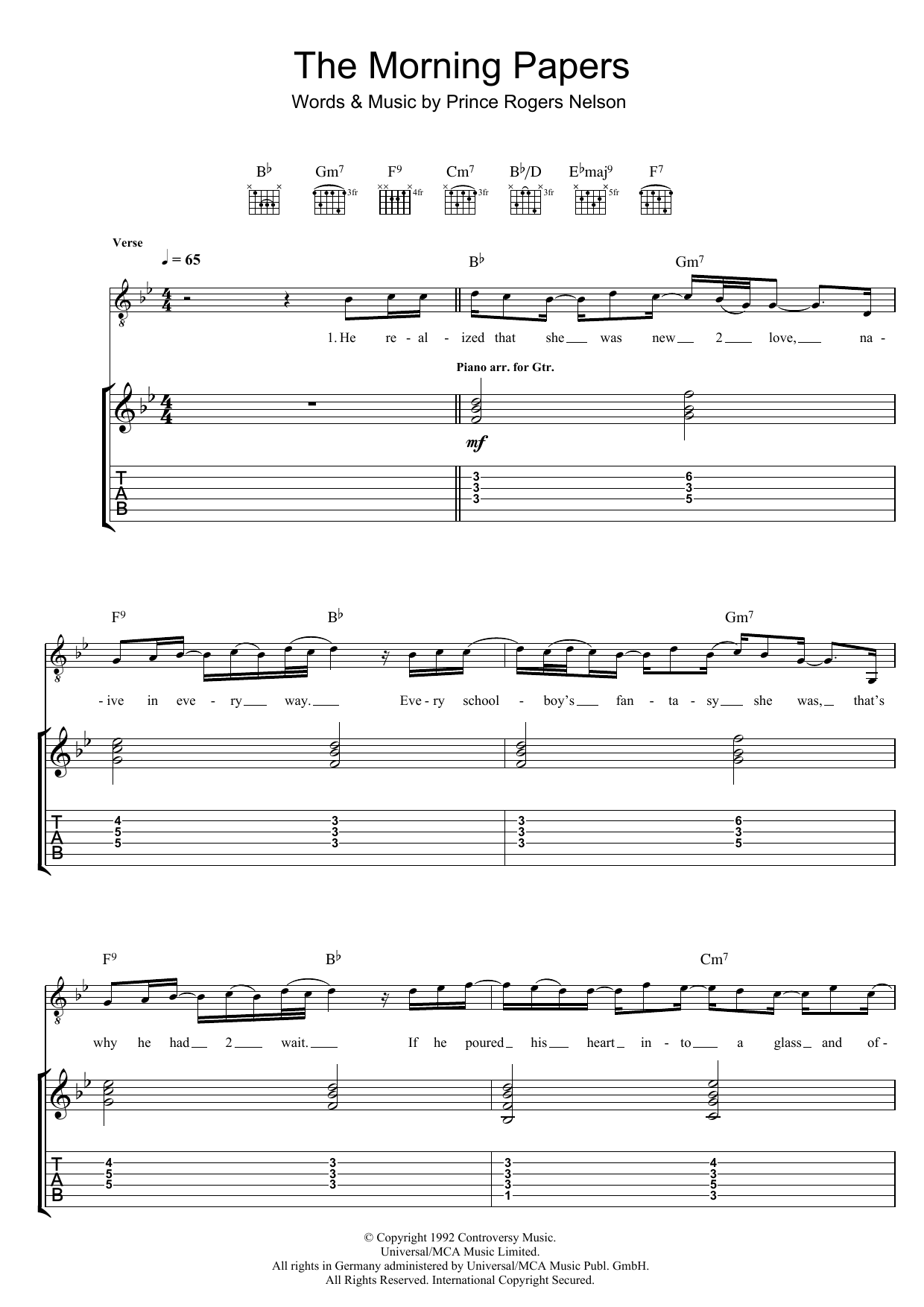 Download Prince & The New Power Generation The Morning Papers Sheet Music and learn how to play Guitar Tab PDF digital score in minutes