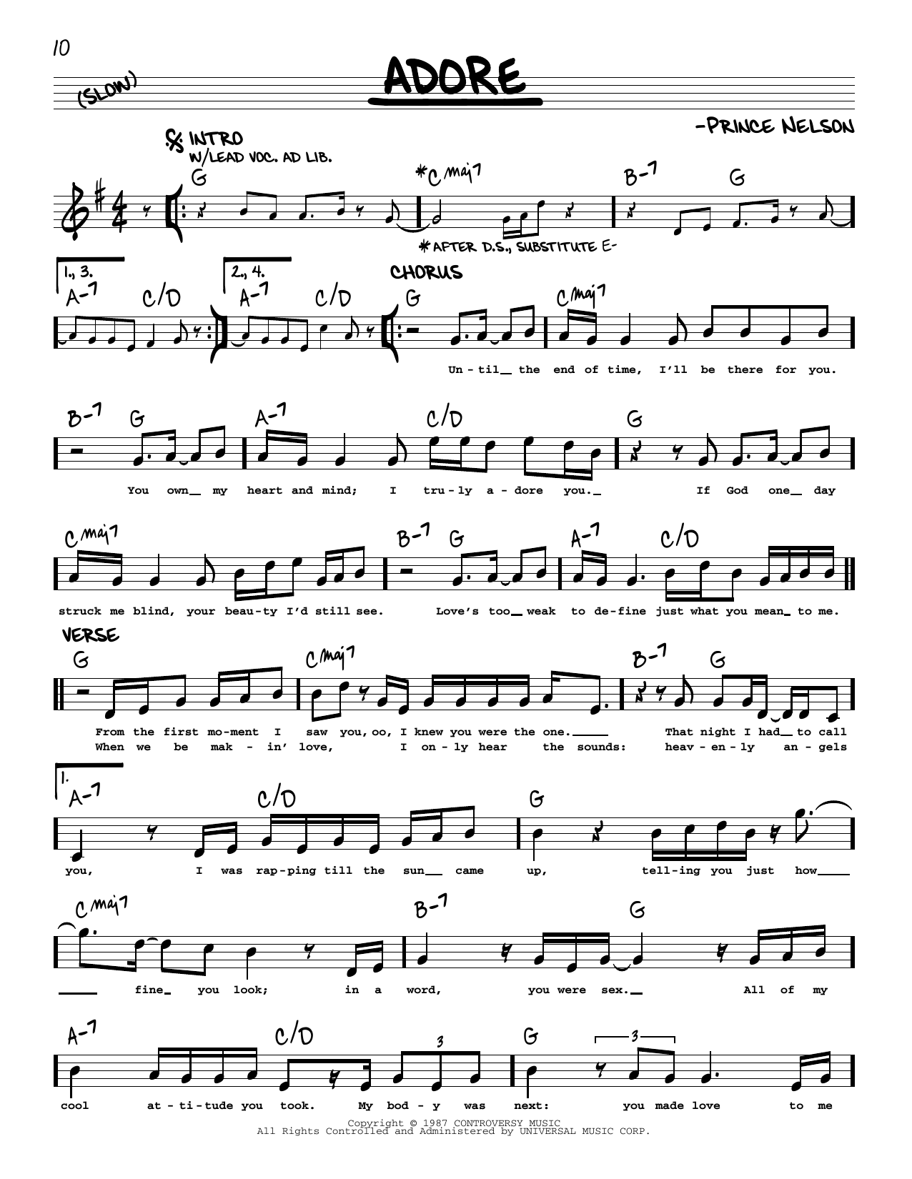 Download Prince Adore Sheet Music and learn how to play Piano, Vocal & Guitar PDF digital score in minutes