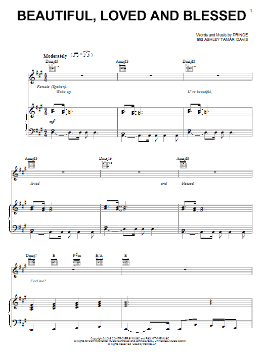 Download Prince Beautiful, Loved And Blessed Sheet Music and learn how to play Piano, Vocal & Guitar (Right-Hand Melody) PDF digital score in minutes