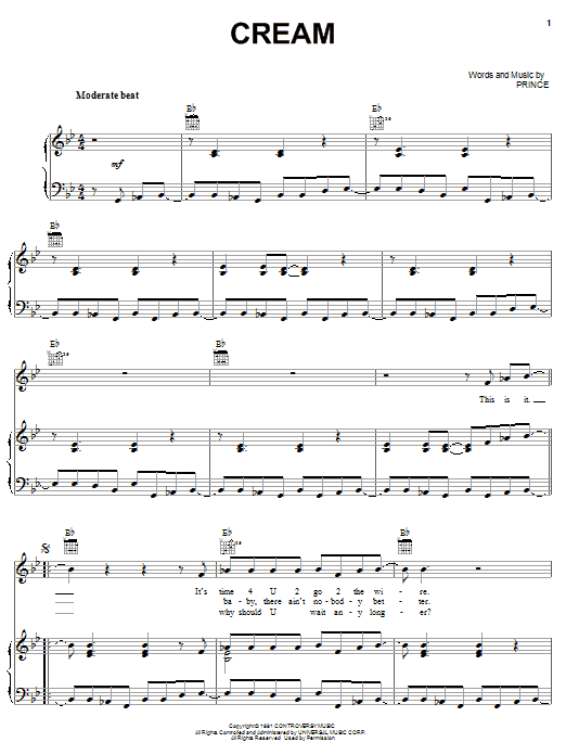 Download Prince Cream Sheet Music and learn how to play Ukulele PDF digital score in minutes