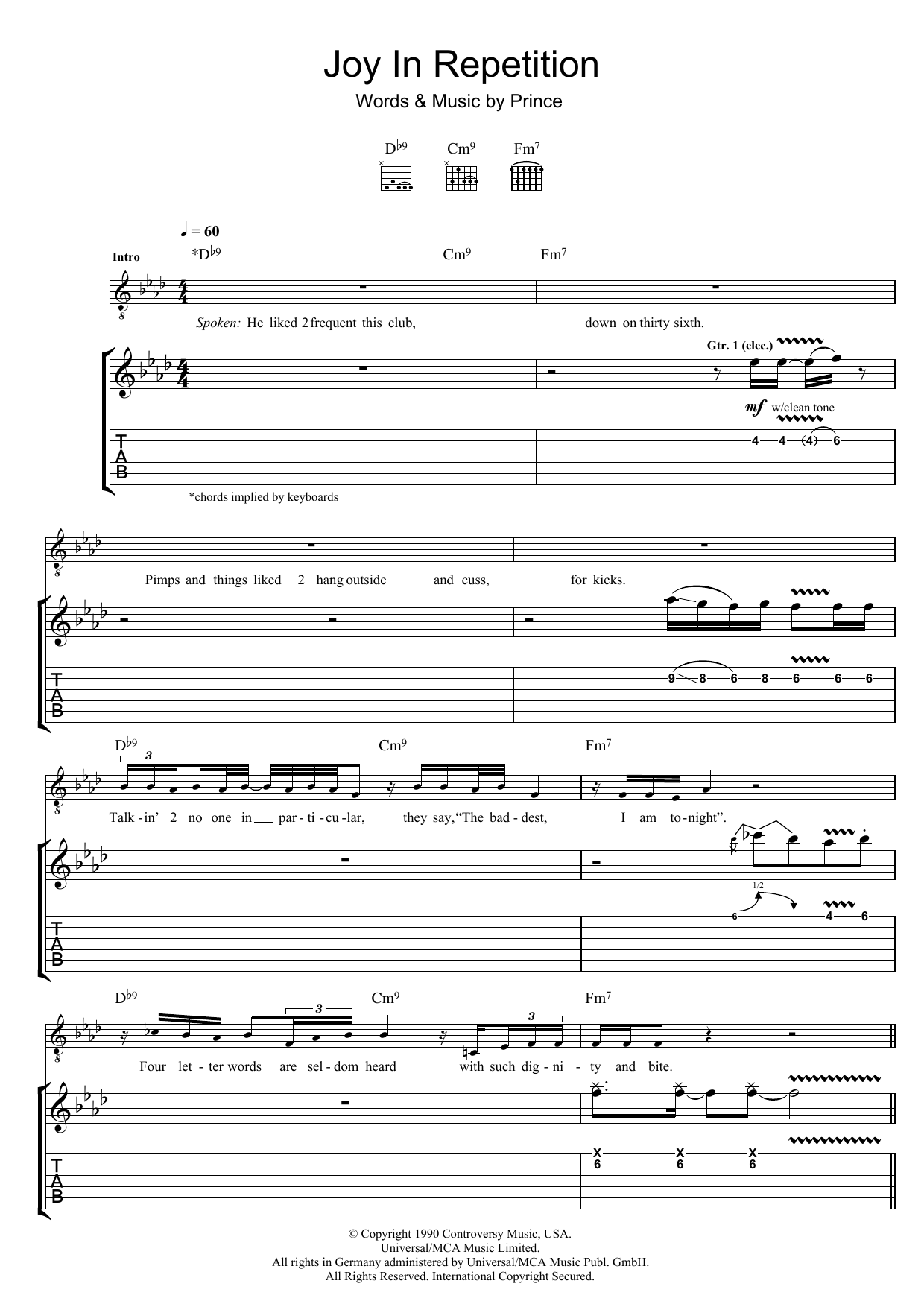 Download Prince Joy In Repetition Sheet Music and learn how to play Guitar Tab PDF digital score in minutes