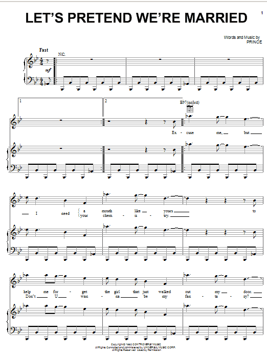 Download Prince Let's Pretend We're Married Sheet Music and learn how to play Piano, Vocal & Guitar (Right-Hand Melody) PDF digital score in minutes