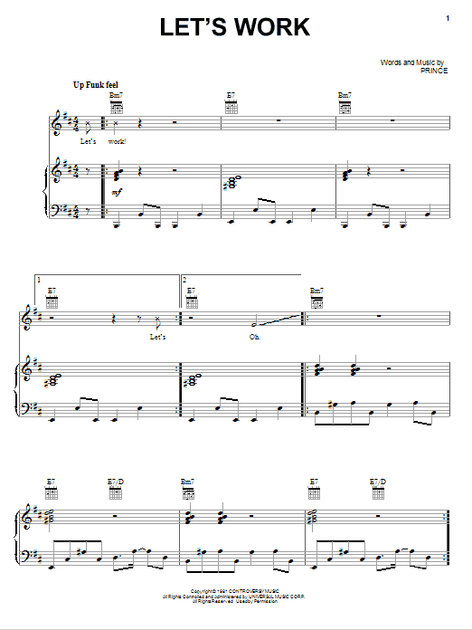 Download Prince Let's Work Sheet Music and learn how to play Easy Piano PDF digital score in minutes