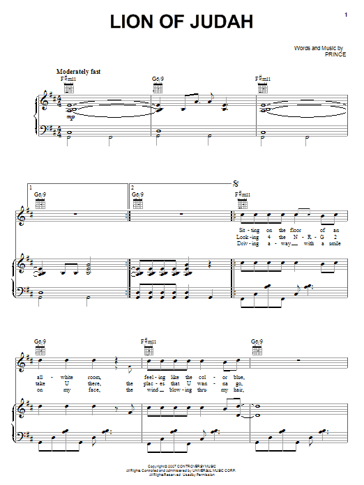 Download Prince Lion Of Judah Sheet Music and learn how to play Piano, Vocal & Guitar (Right-Hand Melody) PDF digital score in minutes