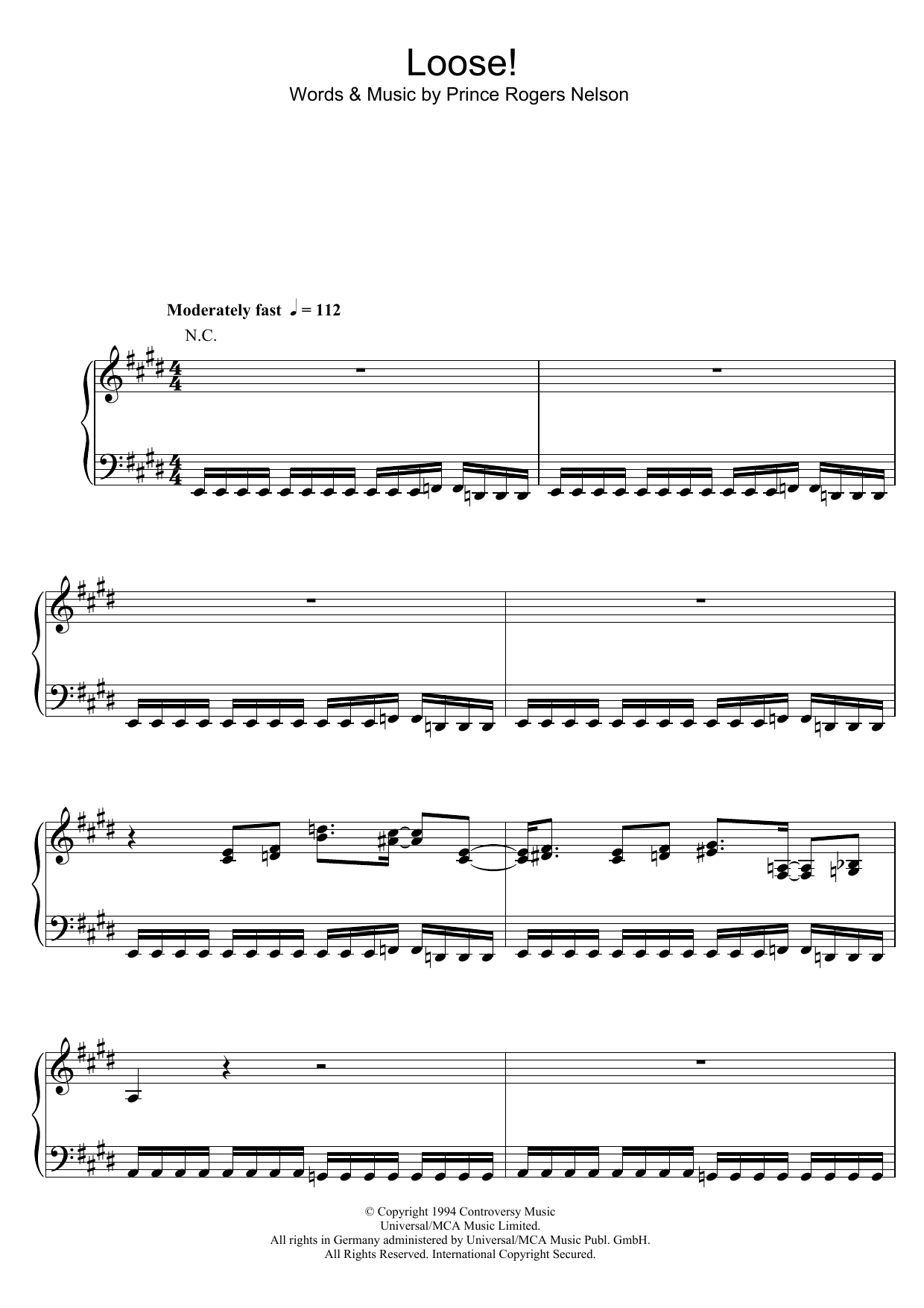 Download Prince Loose! Sheet Music and learn how to play Piano, Vocal & Guitar (Right-Hand Melody) PDF digital score in minutes