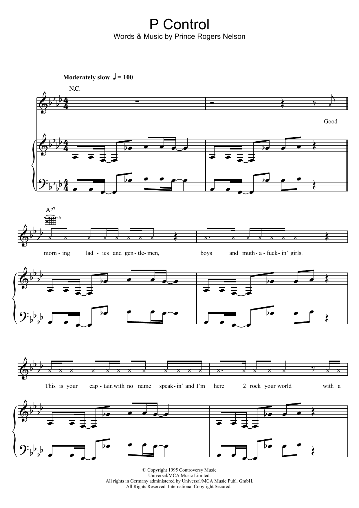 Download Prince P Control Sheet Music and learn how to play Piano, Vocal & Guitar PDF digital score in minutes