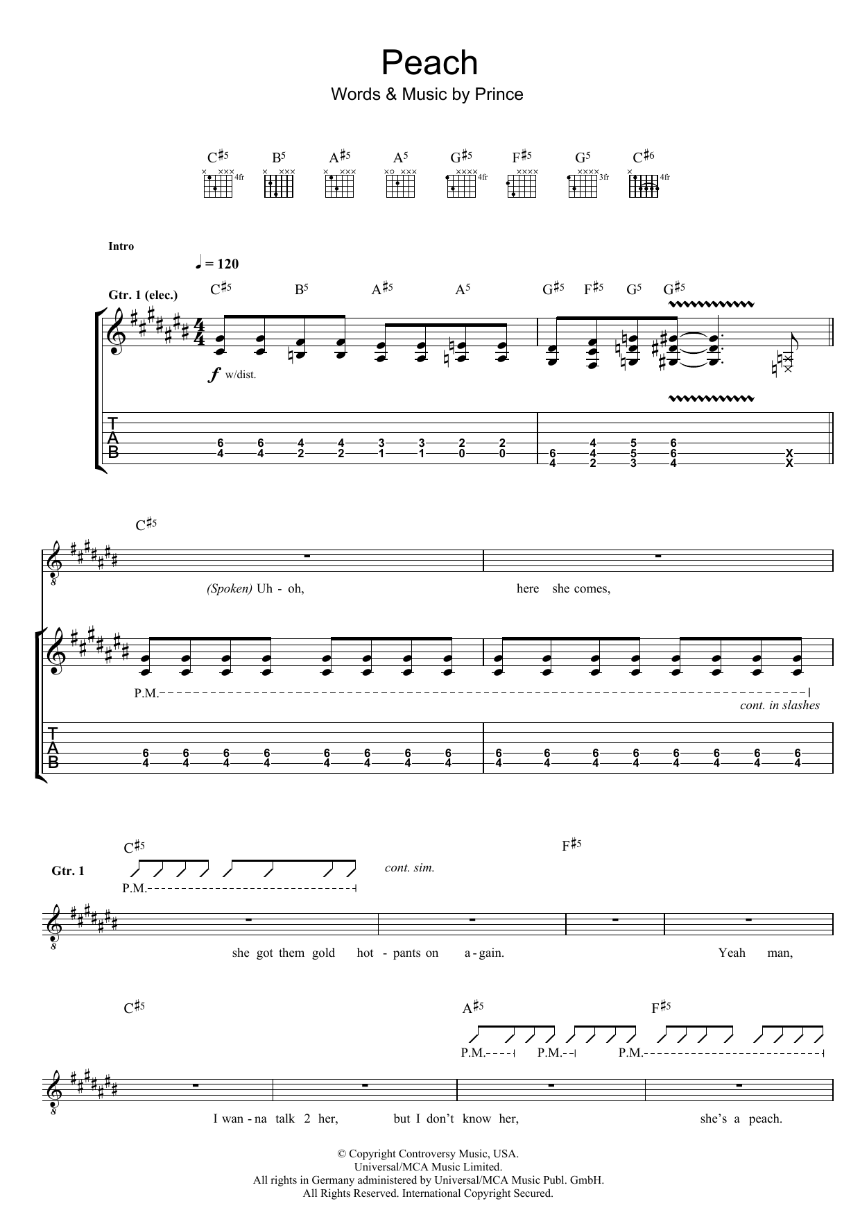 Download Prince Peach Sheet Music and learn how to play Guitar Tab PDF digital score in minutes