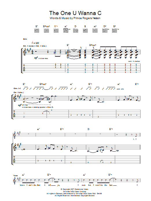 Download Prince The One U Wanna C Sheet Music and learn how to play Piano, Vocal & Guitar (Right-Hand Melody) PDF digital score in minutes