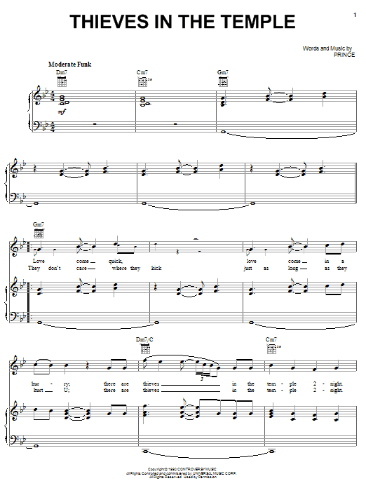 Download Prince Thieves In The Temple Sheet Music and learn how to play Ukulele PDF digital score in minutes