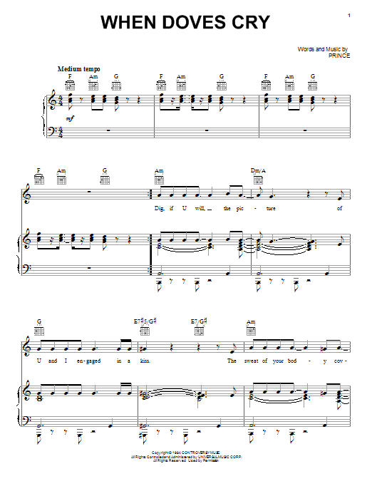 Download Prince When Doves Cry Sheet Music and learn how to play Tenor Saxophone PDF digital score in minutes
