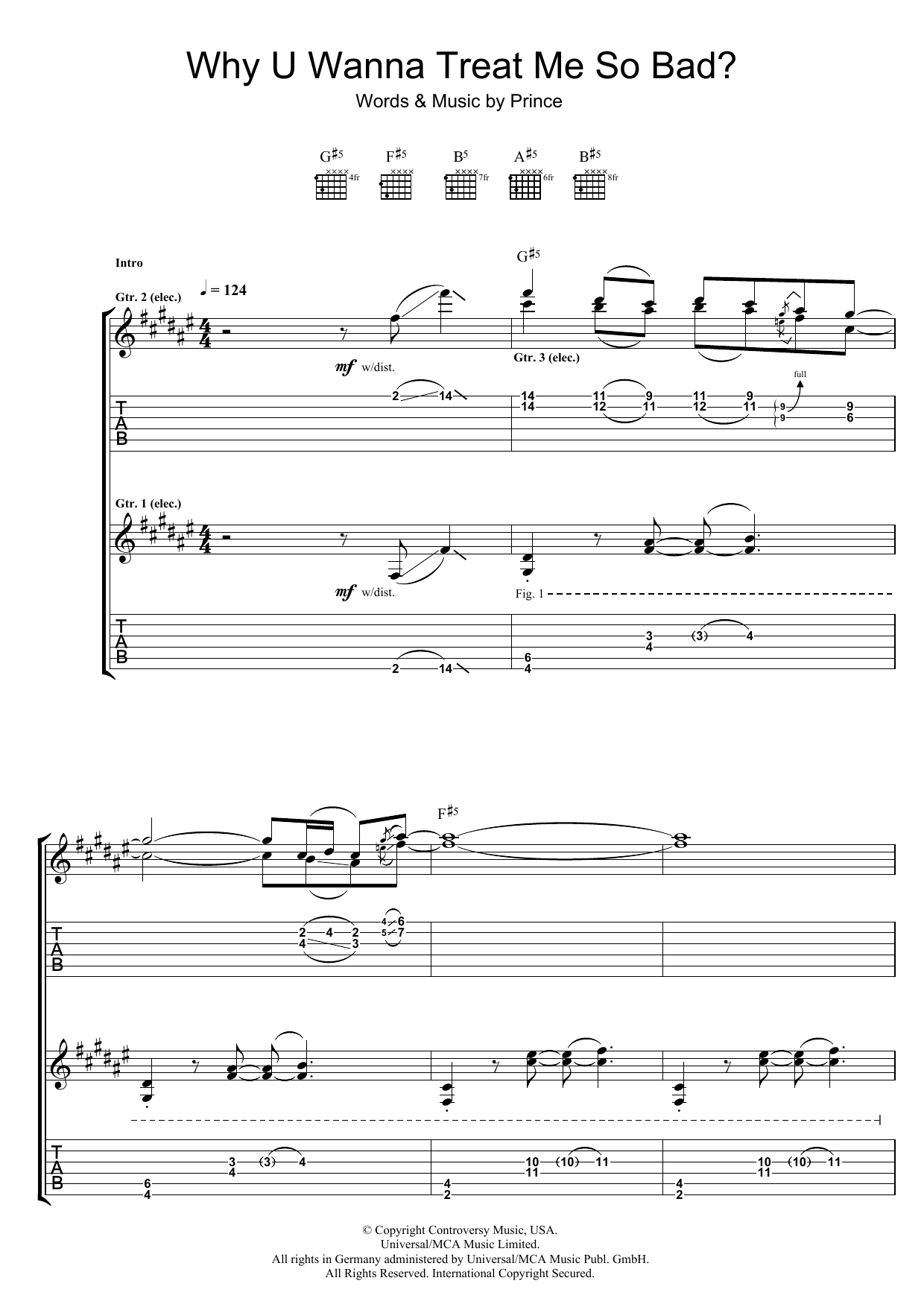 Download Prince Why You Wanna Treat Me So Bad? Sheet Music and learn how to play Piano, Vocal & Guitar PDF digital score in minutes