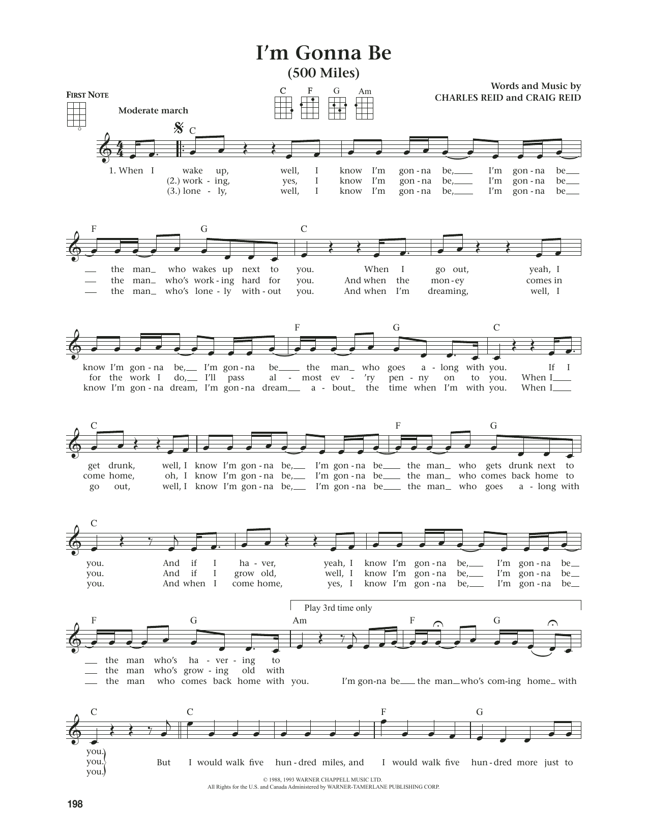 Download Proclaimers I'm Gonna Be (500 Miles) (from The Daily Ukulele) (arr. Jim Beloff) Sheet Music and learn how to play Ukulele PDF digital score in minutes