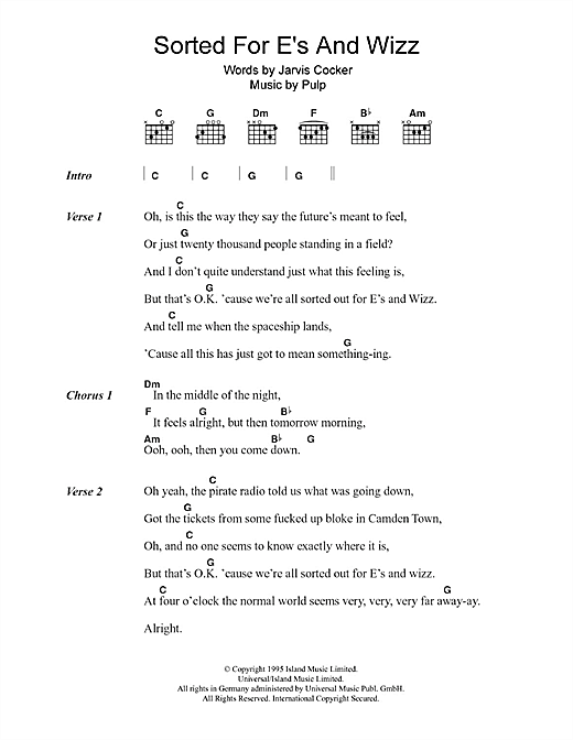 Download Pulp Sorted For E's And Wizz Sheet Music and learn how to play Ukulele PDF digital score in minutes