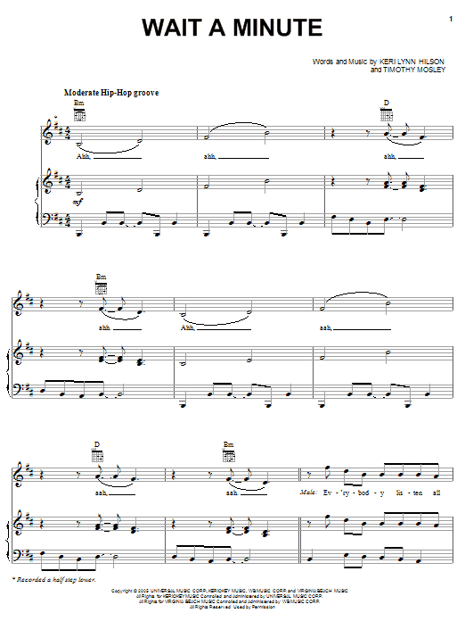 Download Pussycat Dolls featuring Timbaland Wait A Minute Sheet Music and learn how to play Piano, Vocal & Guitar (Right-Hand Melody) PDF digital score in minutes